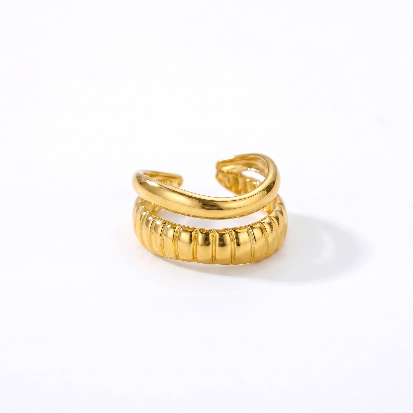 Ribbed Croissant Ring - Adjustable