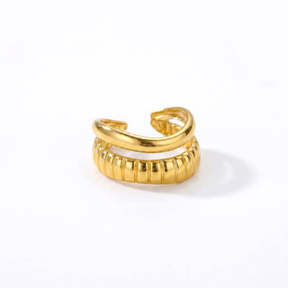 Ribbed Croissant Ring - Adjustable