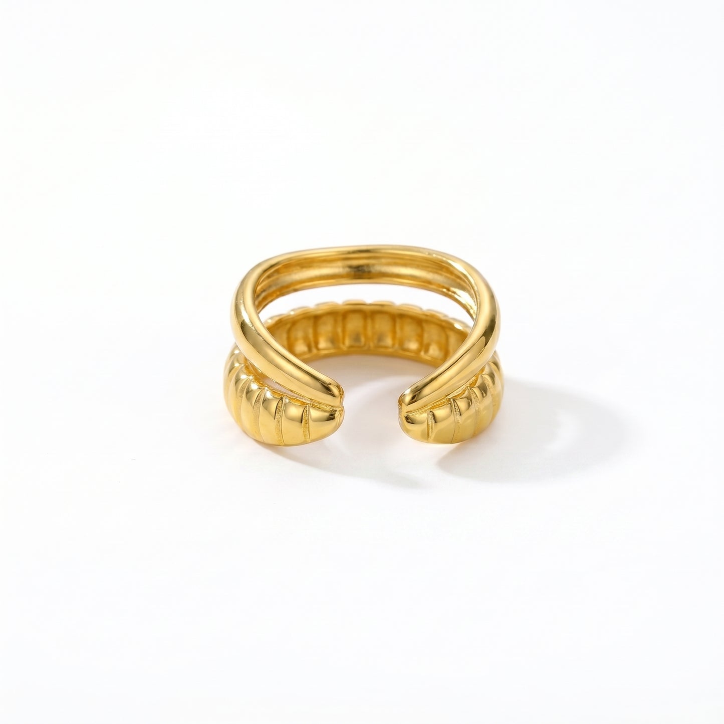 Ribbed Croissant Ring - Adjustable