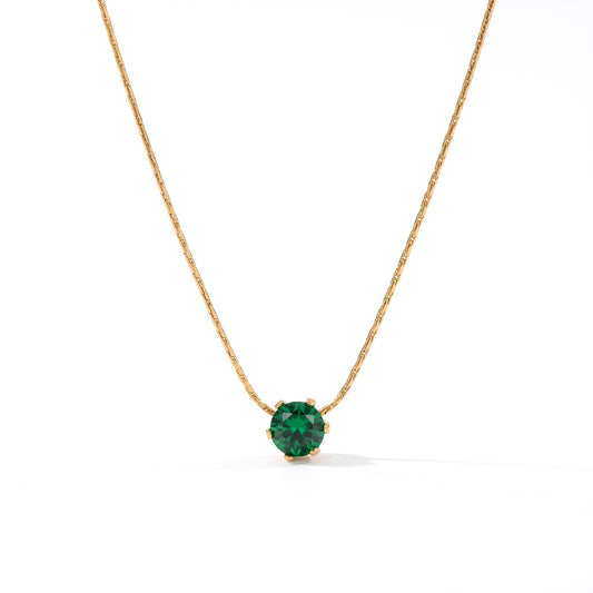 Green Single Stone Necklace