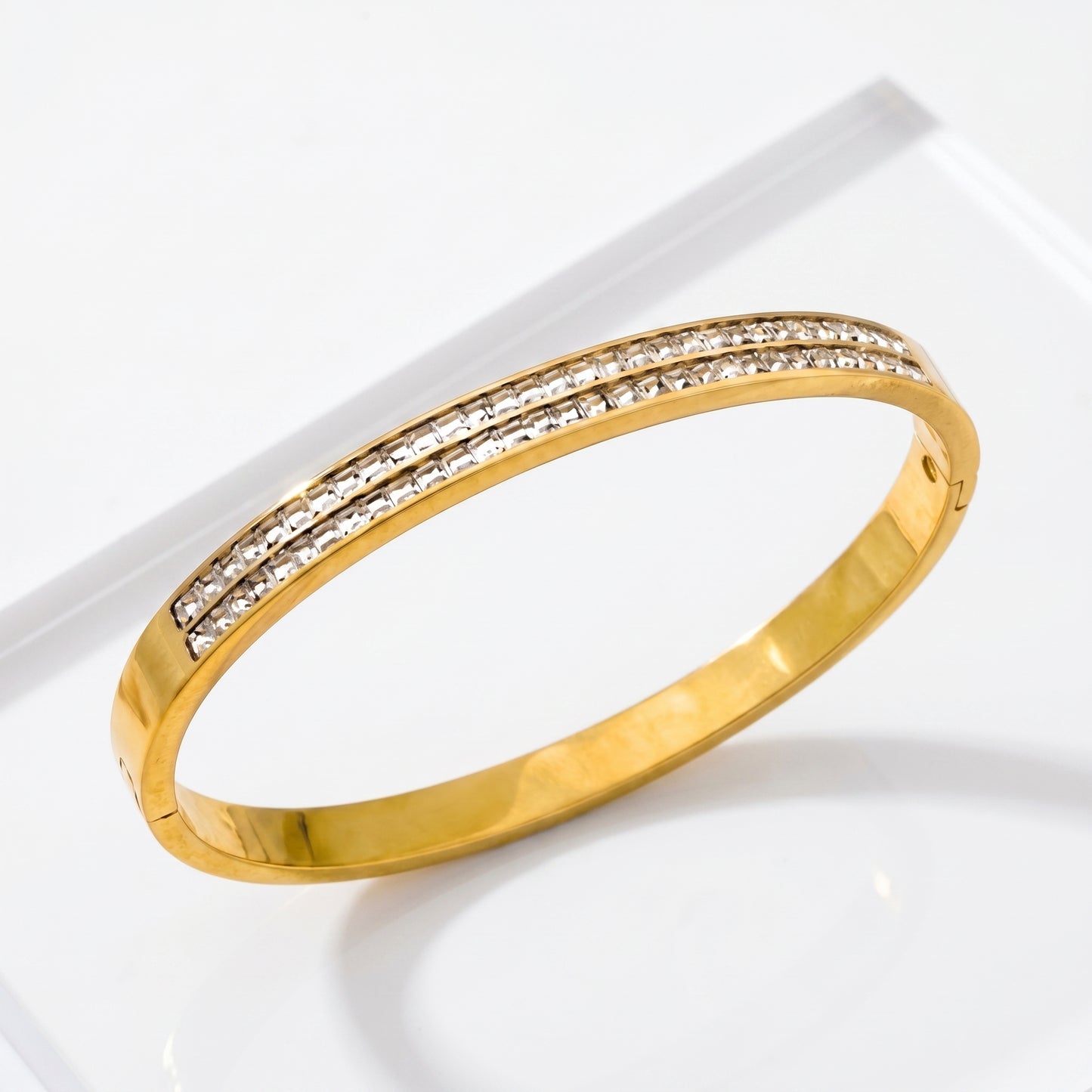 Two-Layer Diamond Engraved Bangle