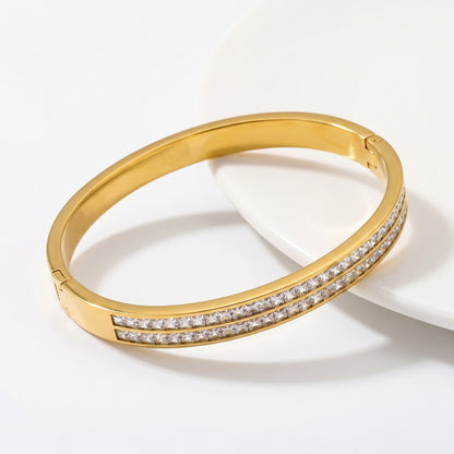Two-Layer Diamond Engraved Bangle