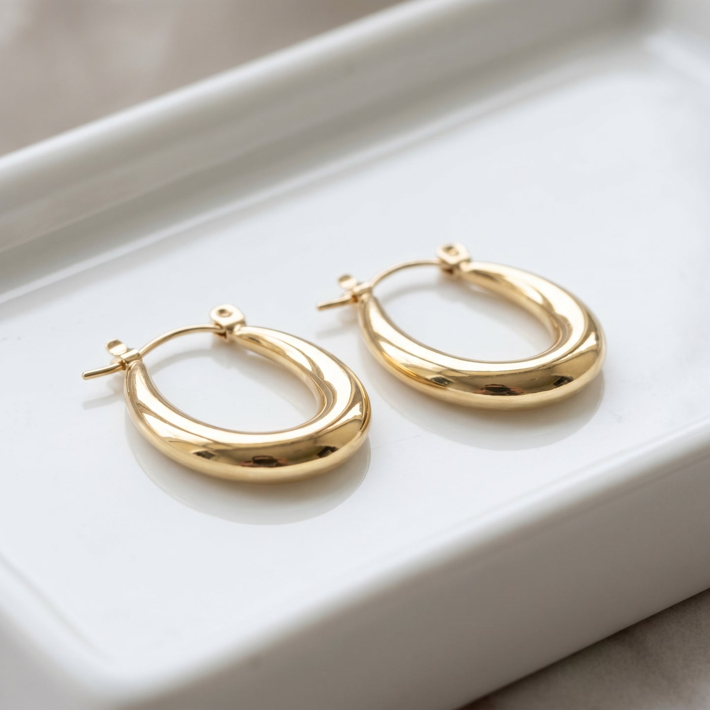 Oval Hoop Earrings - Stainless Steel