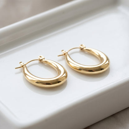 Oval Hoop Earrings - Stainless Steel