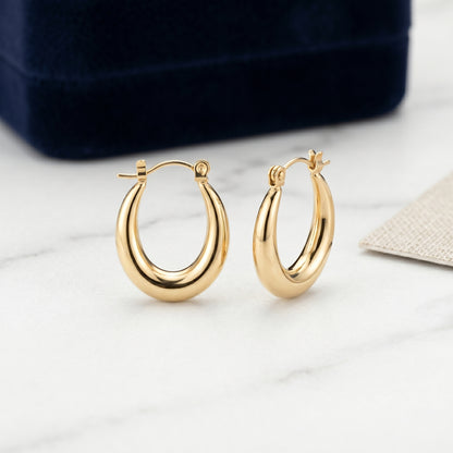 Oval Hoop Earrings - Stainless Steel