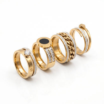 4-Piece Luxury Gold-Plated Ring Stack