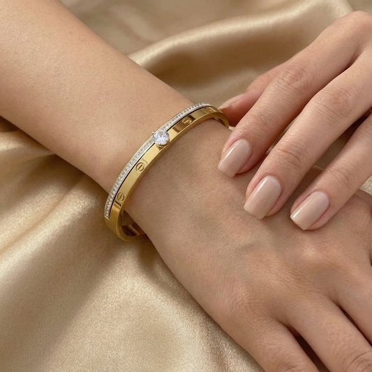 Premium Diamond Bangle - Stainless Steel