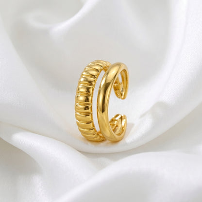 Ribbed Croissant Ring - Adjustable