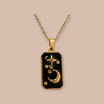 Moon' black tarot card pendant