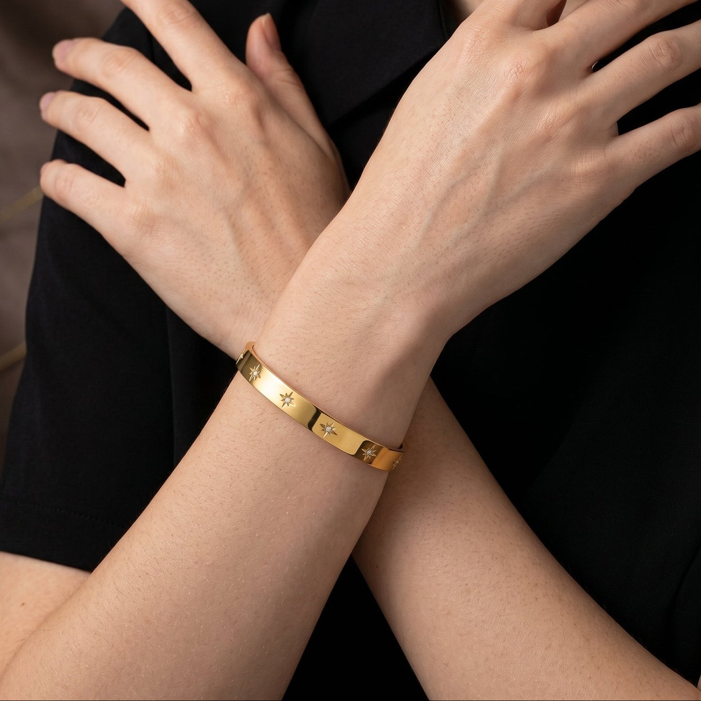 Diamond Star Cuff Bangle-Adjustable
