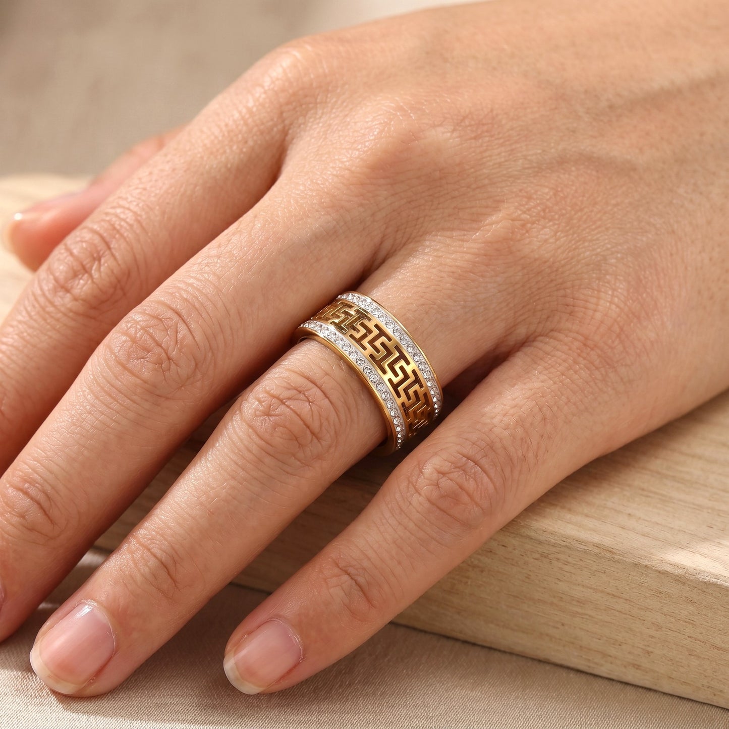 Sparkling Greek Ring - Adjustable