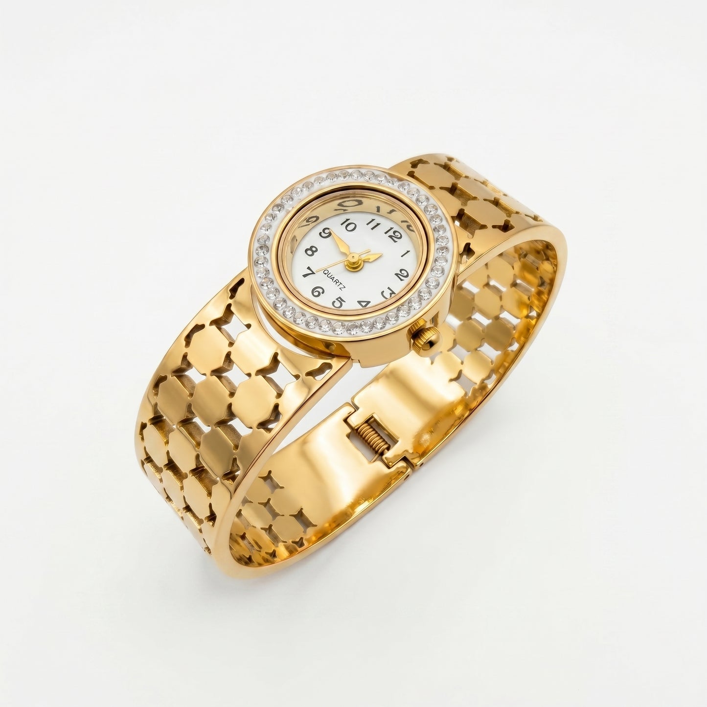 Luxury Gold-Plated Real Bangle Watch - Stainless Steel